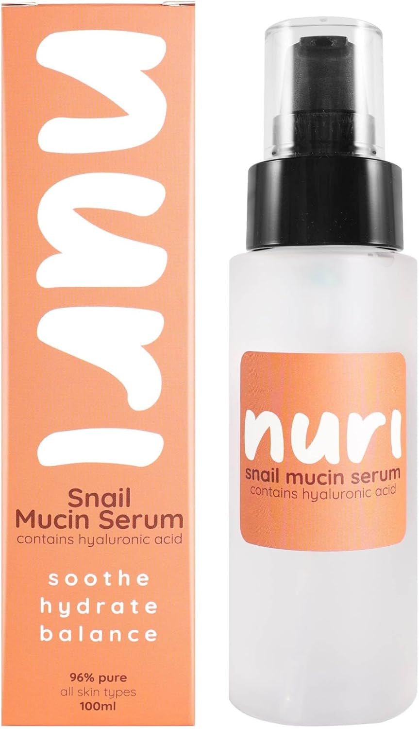 Nuri Snail Mucin Serum - 96% Snail Mucin & Hyaluronic Acid for Youthful, Hydrated Skin - Effortless Pump Application - Essential Korean Skincare Solution