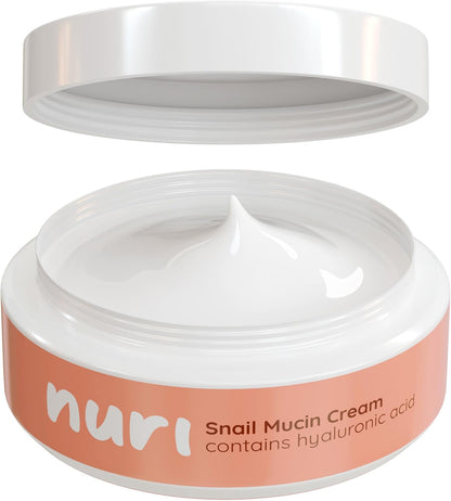 Nuri Snail Mucin Moisturiser Cream - Ultra-Hydrating Formula with 92% Snail Mucin and Hyaluronic Acid for Youthful, Radiant Skin