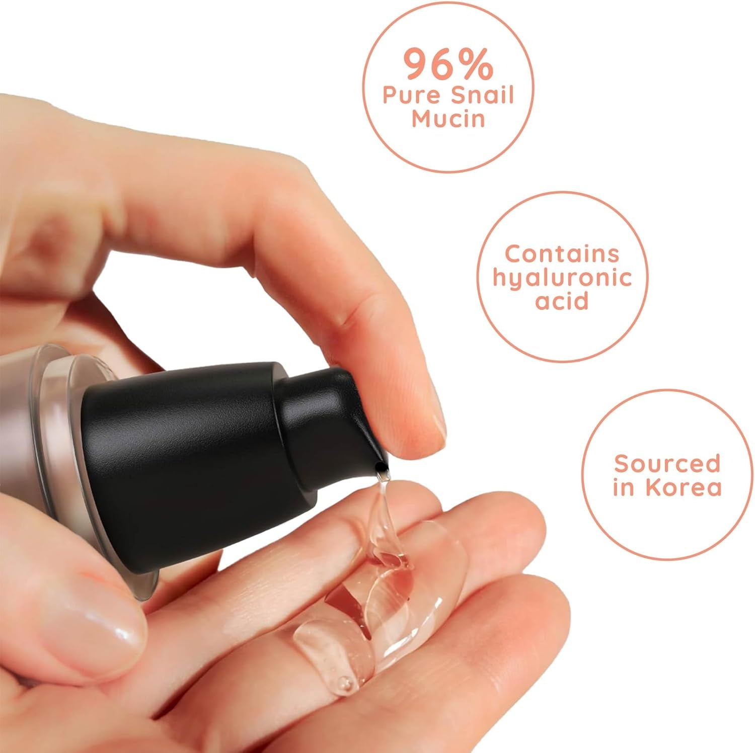 Nuri Snail Mucin Serum - 96% Snail Mucin & Hyaluronic Acid for Youthful, Hydrated Skin - Effortless Pump Application - Essential Korean Skincare Solution